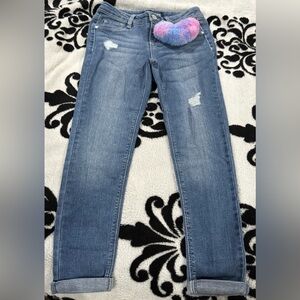 Blue Spice Girls Jeans Size 8 NWOT Multicolor Heart keychain still attached!